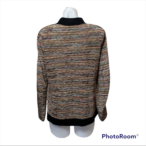 Exclusively Misook Full Zip Long Sleeve Sweater Multicolor  [121] - Picture 3 of 4